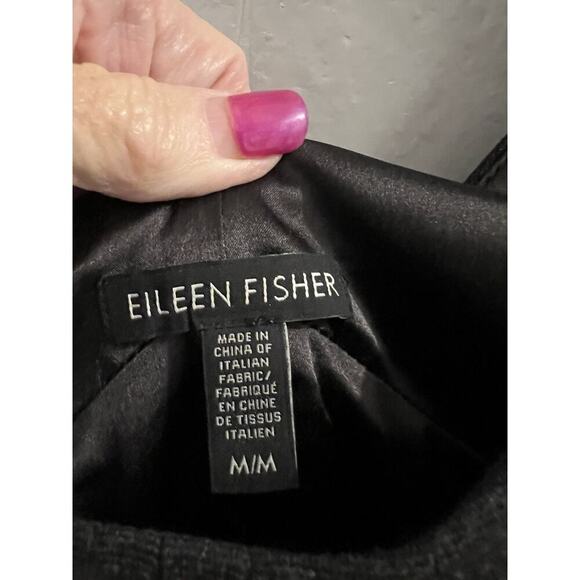 Eileen Fisher Gray Boxy Shift Midi Dress Sz M Drop Waist Minimalist Office - Picture 3 of 6